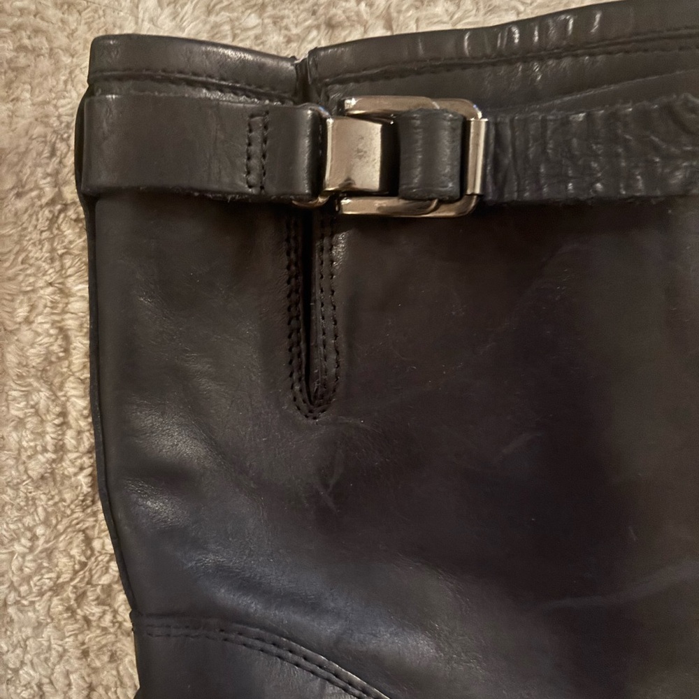 Women's Black Leather mid-calf Boots 37.5 - Picture 2 of 7